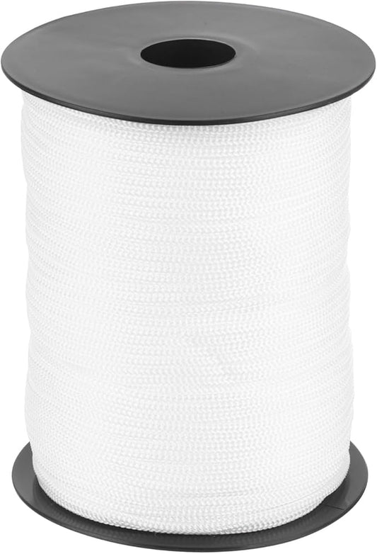 MECCANIXITY 1/8 Inch Polypropylene Rope Braided Ropes, 328ft Nylon Rope Hollow Utility Cord String for Clothesline, Camping, Hiking, Outdoor, White