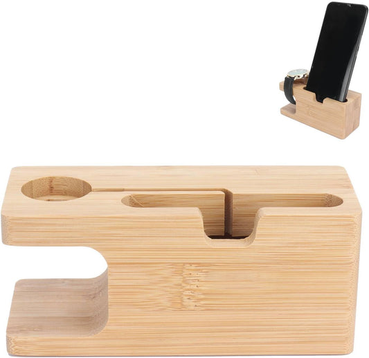 Beufee Wood Charging Docking Station, Bedside Organiser Key Wallet Watch Stand Nightstand Organizer Holder for Living