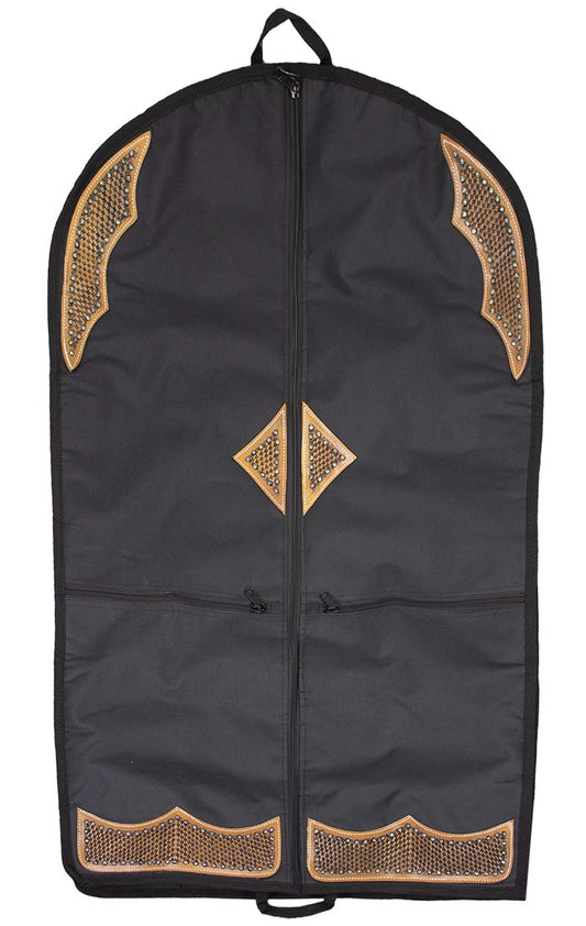 Tahoe Premium Durango Western Garment Carry and Storage Bag - Three Layer Waterproof Padded Construction - Hand Tooled Basket Weave Leather Accents