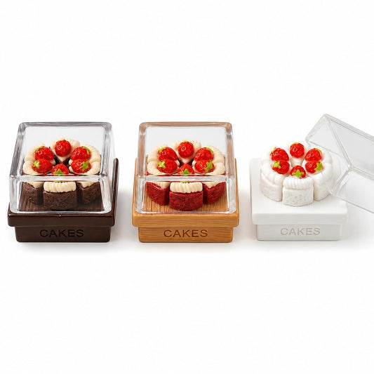 LuvireQC 21Pcs Miniature Strawberry Cake Set - 1:12 Scale Resin Fake Food Charms for Adult Dollhouse Bakery Decor, DIY Craft Kit for Jewelry Making, Phone Case & Scrapbooking, Adult Collectibles