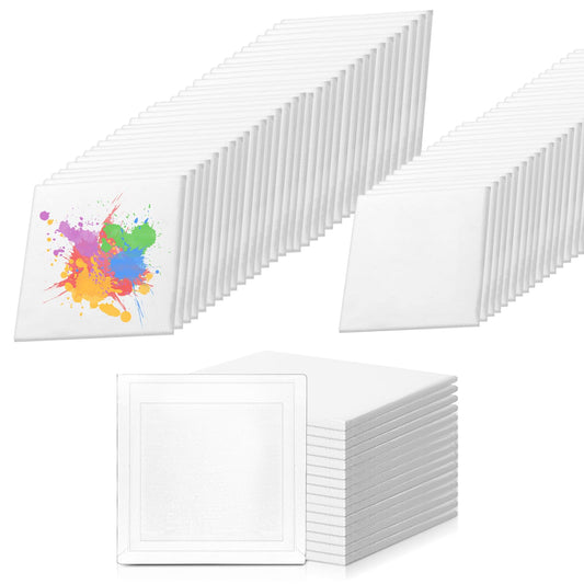 LECEHIVO 110 Pcs 4 x 4 Inch Mini Canvas Panels Bulk Blank Stretched Small Square Canvas Boards for Art Painting Kids Teenagers Craft Acrylics Oil