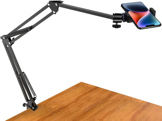 YIYANT Overhead Tripod Mount for Camera Webcam Ring Light, Long Over Head Articulating Arm with Phone Holder and Ball