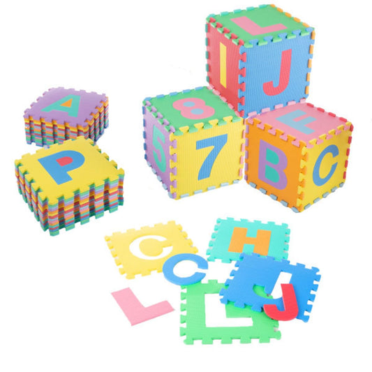 Kids' 96-Piece Foam Floor Alphabet and Numbers Puzzle Play Mat for Babies and Toddlers - Interlocking Tile Game by Trademark Games (Multicolored)