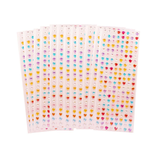 ANGELS CRAFT Pack of 12 Multi-Color Heart Shape Stone Sticker Sheets with Iridescent Finish - 96 Strips (2,112 Total Hearts) 8mm - Self-Adhesive for Crafting, DIY Projects, and Decorations