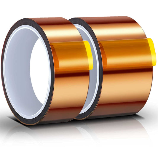 Outus 2 Rolls 30mm x 33m 50mm x 33m 108ft Heat Sublimation Tape High Temperature Transfer Tape Heat Resistant Polyimide for Electronics 3D Printers DIY Crafts (Dark Brown)