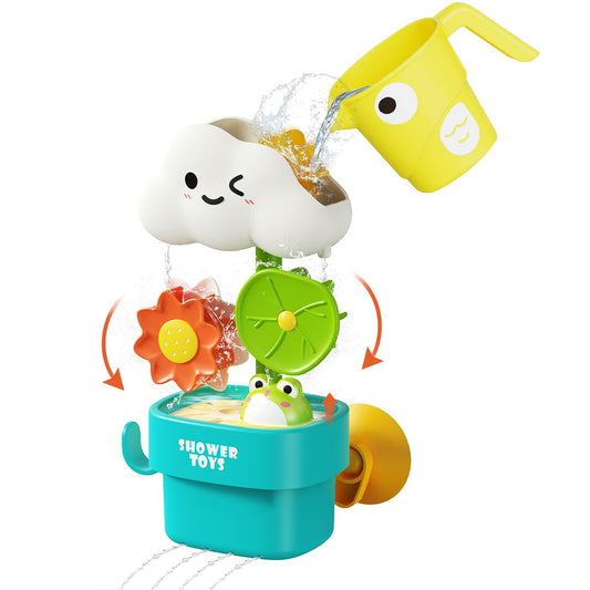 Bath Toys for Kids Ages 1-3: Cloud Set with Watering Cup, Toddler Interactive Bath Toys with Strong Suction Cup, Attach to Any Tub or Shower Fun for Bath Time - Great for Boys, Girls Shower Gifts