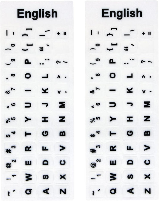 2Pcs Universal English Keyboard Stickers for PC Computer Mac Laptop Desktop Keyboard, English Keyboard Replacement
