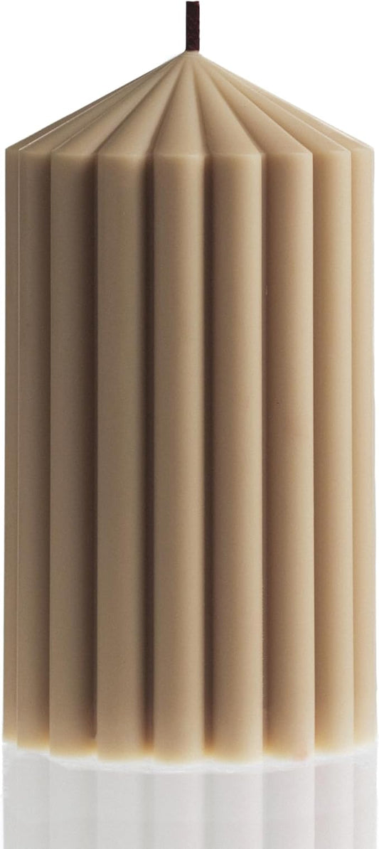 LAWA Ribbed Peak Pillar Candle - Large Beautiful Handmade Pillar Scented Soy Wax Candle Elegant Bubble Aesthetic Candle Housewarming Gift Home Room Shelf Decor Idea Sandstone (Small)
