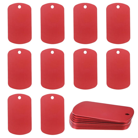 M METERXITY 20-Pack Blank Dog Tags, 2" x 1.18" x 0.04"(l x W x t) Engraving Metal Stamping Blanks, Aluminum Tags with 1 Hole for Engraving/DIY/Decorative Craft [Red]