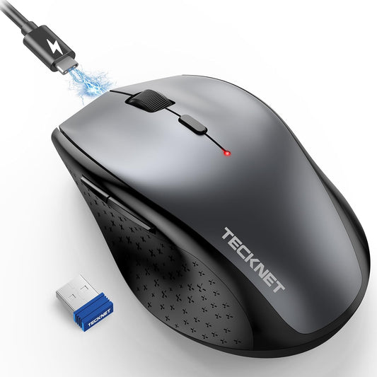 TECKNET Computer,2.4G Wireless,6 6400 Wireless Mouse Rechargeable,Mouse for Laptop USB Computer Mice Button DPI