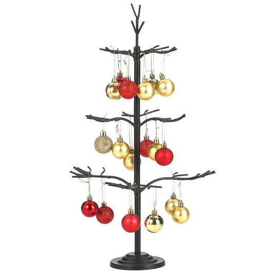 Metal Ornament Display Tree, Black Ornament Tree Display Stand, 22 Inch Christmas Tabletop Ornaments Hangers Stand, 3-Tier Wire Displays Trees for Easter Halloween Christmas Ornaments