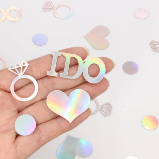 Blopee Wedding Confetti Wedding Bridal Shower Decorations,160 PCS Iridescent I DO Engagement Confetti for Engagement Decorations