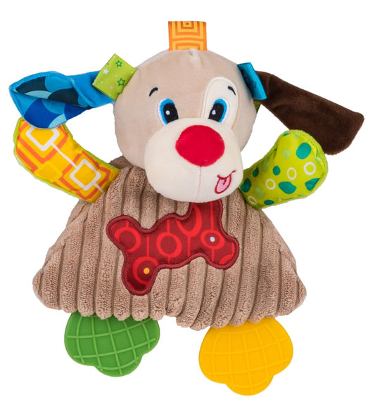 Balibazoo Crinkle Puppy Pedro Soft Plush Sensory Toy for Babies 0-18M | Crinkle Sounds, BPA-Free Silicone Teether Legs & Textured Tags | Developmental Activity Toy for Newborns & Infants | Gift