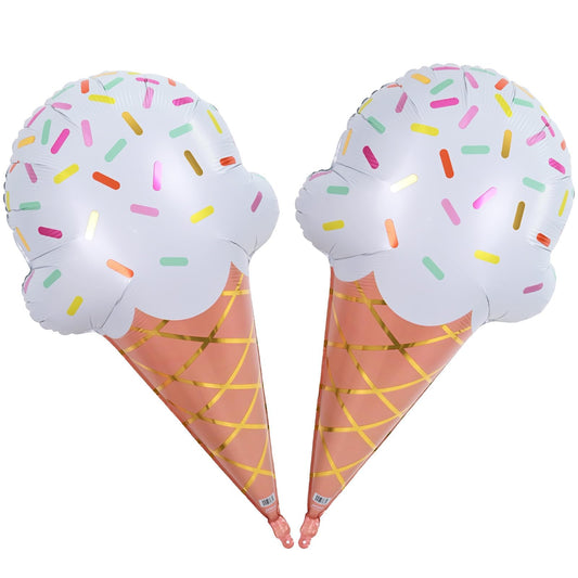 32 Inch Large Ice Cream Balloons Cone Kit, Giant Sweet Ice Cream Sprinkle Foil Balloons, Popsicle Three Scoops of Fun Social Party Decorations for Kid Girls Birthday Summer Beach Hawaii Pool Decor