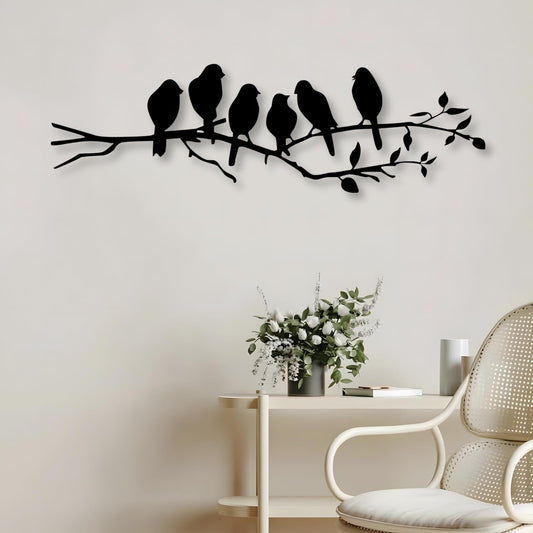 kuestboy Birds Metal Wall Art,Birds on Branch Metal Wall Decor,Animal Wall Hanging,Bedroom Wall Art,Country House Decor,Housewarming Gift (28" x 8" | 70 x 21 cm)