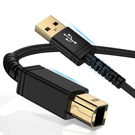 2.0 6FT USB Printer Cable,USB A to B Scanner Cables Printer Cord High Speed USB Type B Nylon Braided Long Midi Cable