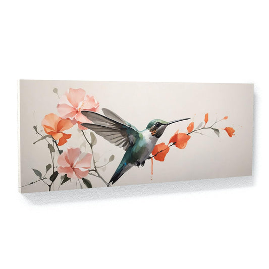 Sense Canvas Hummingbird Elegant Silhouette 87 Canvas Art - Home Decor Wall Art Print Poster Painting Large 40x16 / 0.75"
