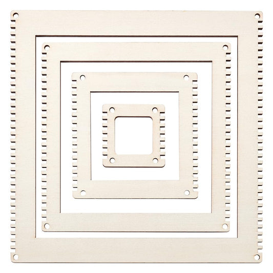 BENECREAT 4 Sizes Wooden Weaving Loom Kit, 2/4/5.9/7.8 inch Square DIY Weaving Loom DIY Weaving Art Tapestry Loom for Hanging Decor Woven Tapestry Knitted Crafts Making, 4.5mm Thick