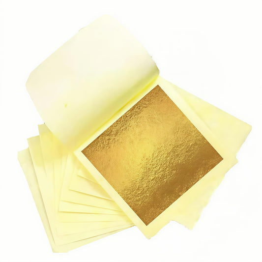 dshyuauoci 50 Sheets Gold Leaf, Premium 24K Gold Foil Sheets 3.15×3.15 Inches Craft Art Decoration Perfect for Decorating Cakes Art DIY Projects Nail Art Phone Cases Photo Frames Gold Plating