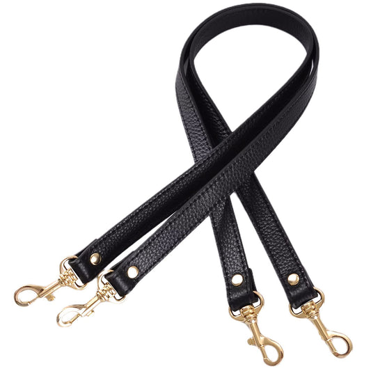 VanEnjoy Pair Full Grain Leather Replacement Strap for Handbags Purse Bags-26“Long,0.71" Wide (Black) (Black)