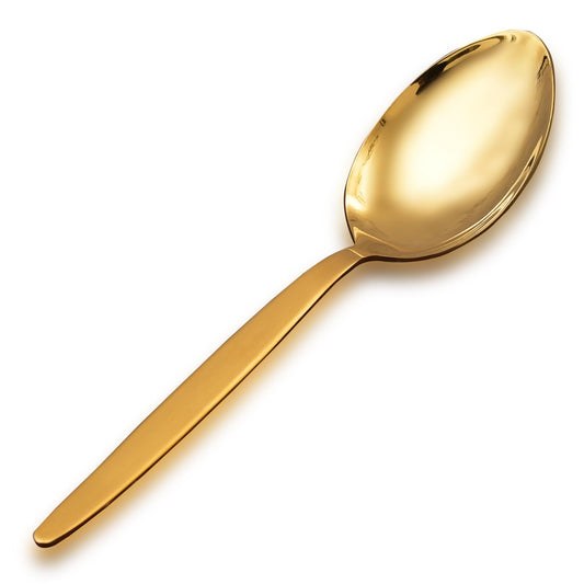 BNAZIND Chef Kunz Spoon Gold | Titanium Shiny 18/10 Stainless Steel Cooking Serving Spoon | 9 Inch Saucing, Plating, Basting, Quenelle, Daily Chef Spoons | Dishwasher safe