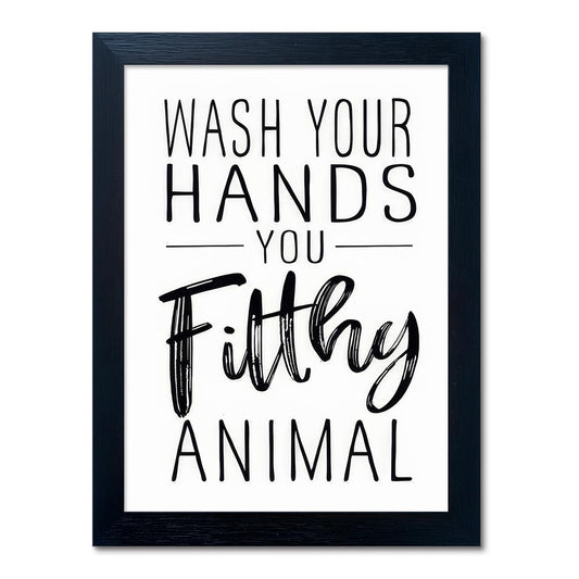 Bathroom Quotes Wall Decor, Black and White Bathroom Wall Art, Toilet Decor Signs Small Black Framed Canvas Art for Kid's Washroom