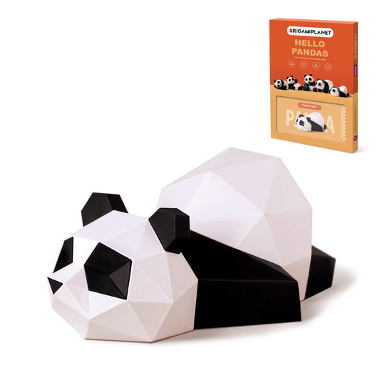ORIGAMIPLANET 3D Panda Papa Origami Paper Craft Kit, Fun DIY Pre-Cut 3D Paper Art Model for Teens & Adults, Easy Handmade Animal Figurine Sculpture Gift Set for Bookshelf Decoration