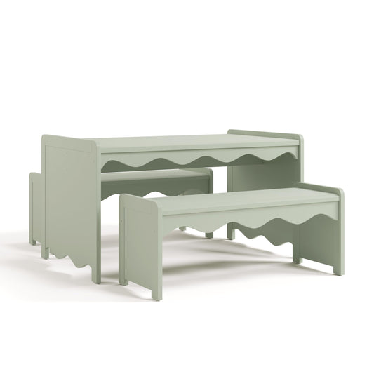 Storkcraft Casablanca Montessori Indoor Kids Table & Bench Set – Premium Kids Activity Table and Bench Set, Toddler Furniture for Crafts and Snack Time, Durable & Easy-to-Clean Surface (Sage)