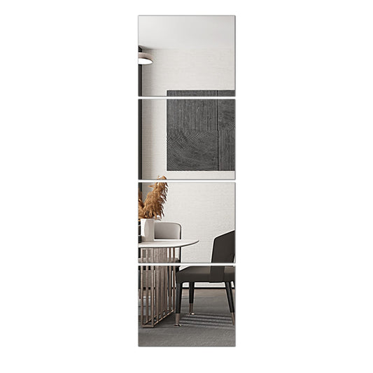 Delma Glass Full Length Wall Mirror Tiles, 14'' x 12'' 4PCS, Frameless Body Tiles for Bedroom, Mounted Home Gym, Door