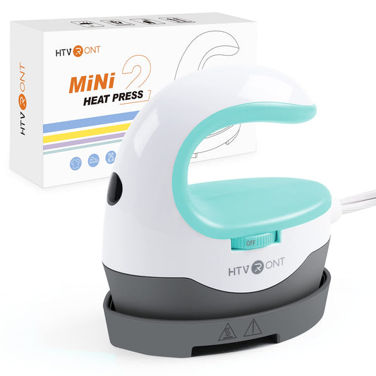 HTVRONT Heat Press Mini Heat Press Machine, Mini Iron for Crafts, Small Heat Press Portable Iron Press Machine for T Shirts, Hats, Heating Transfer Projects (Mint)