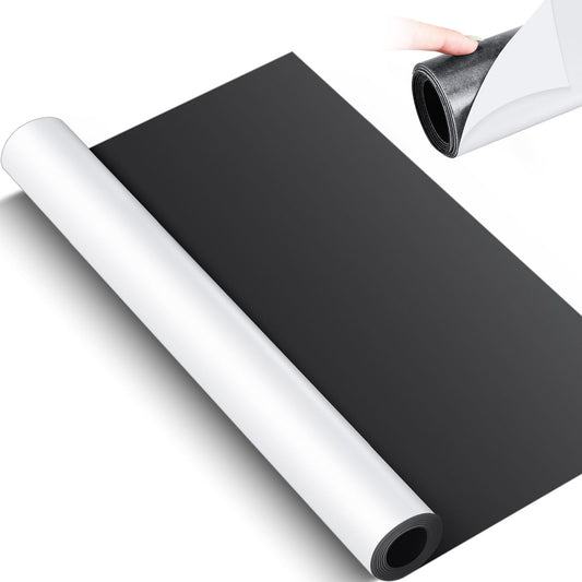 Relaxweex 16 Inch x 5 ft x 30mil Extra Large Adhesive Magnetic Sheet Roll Not Printable Adhesive Backing Cut and Customize Flexible Sheets Blank White Surface Magnetic Sign for Craft Photo Craft