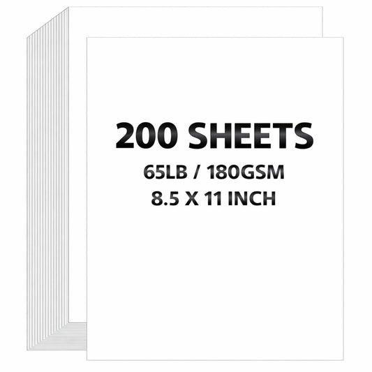 Prudiut 200 Sheets White Cardstock 8.5 x 11, 65lb/180gsm Cardstock Paper Printer Paper for Invitations, DIY Cards, Crafting, Menus, Construction, Art, School & Office Use