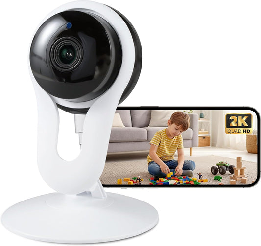 woomo 2K 2-Way Setup 2.4G Indoor Camera for Pet & Baby Monitoring, Clear View, Motion Alerts & Night Vision, Audio