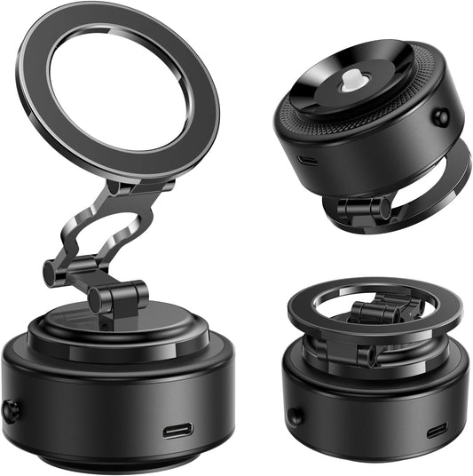 TELESIN 105N 360 Electric Magsafe Car Mount Vacuum Magnetic Car Phone Holder Reinforced Adjustable Swivel Lock, Suction