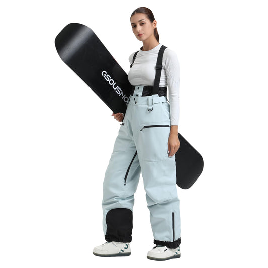 GSOU SNOW Womens Baggy Snowboard Pants Ski Bibs Snow Loose Overalls Waterproof Windproof Insulated Warm