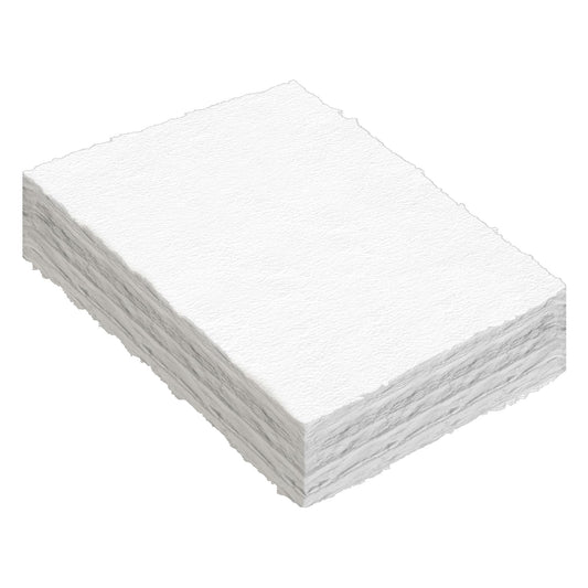 ZAYOUAU 100 Sheets Watercolor Paper, 8.5 x 11 inch White Cotton Handmade 300 GSM Rough Textured Paper Deckled Edge Paper for Watercolors/Wedding Invitations/Cards/Crafts