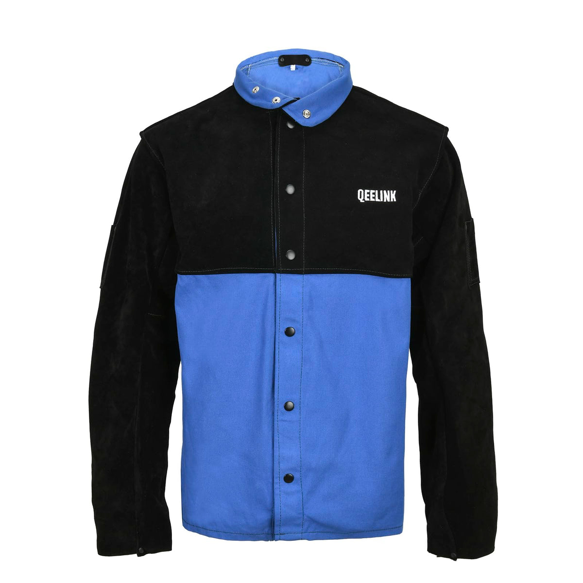 QeeLink Welding Jacket Split Leather Sleeves | Premium Flame Resistant Cotton Body Hybrid Welder Jackets Clothes, 2XL
