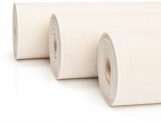 FabricLA Canvas Fabric Roll | 62"" Wide 10oz Cotton Canvas Fabric by The Yard | Premium Duck Cloth for Painting, Upholstery, & Crafts - Natural - 1 Yard