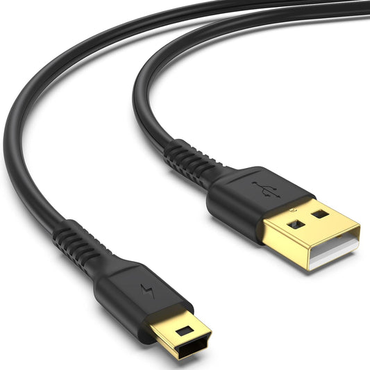 ULIFTUS 10FT 2.0 PS3 MP3 3+(Black) Mini USB Cable, Standard USB to USB Mini B Charging Cord Durable Controller Cable