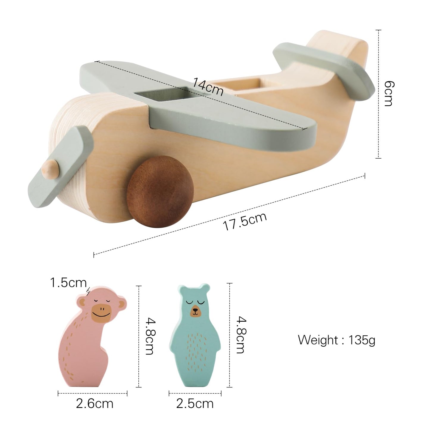 ibwaae Wooden Airplane Toys Set for Toddlers, Air Transport Vehicles Play Set Baby Push Car Toys for Babies Montessori Toy for Baby Gift