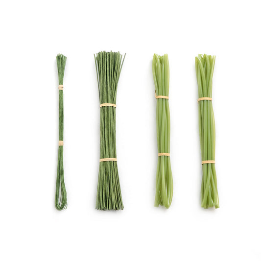 Ling's moment DIY Tools Set for Wedding, 3 Kinds of Accessories Include 100pcs Artificial Stems, 100pcs Flower Craft Wires and 20ft Tubing for Wedding Bridal Flower DIY and Floral Arrangement