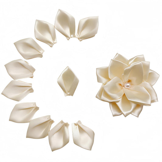 Pre-Cut Satin Ribbon Petals, 300 Pcs DIY Flower Making Supplies for Wedding Bouquets, Bridal Shower, Save Time & Boost Efficiency for Crafters, Beige