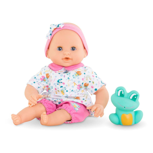 Corolle Bébé Bath Oceane 12” Girl Baby Doll with Rubber Frog Toy, Safe for Water Play in The Bathtub or Pool, Soft Body with Vanilla Scent, for Kids Ages 18 Months and up