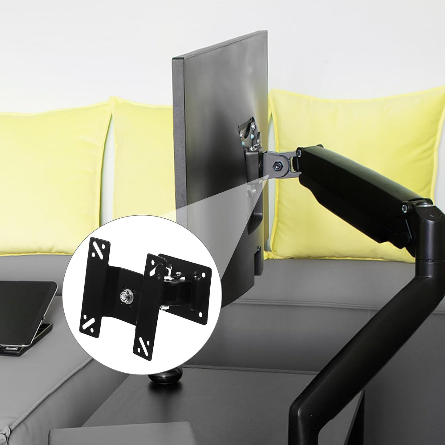 jojofuny 14-27 Inch 360 Adjustable Monitor Mount Bracket Metal Pivot Tv Wall Mount Rotation Swivel Stand for Home