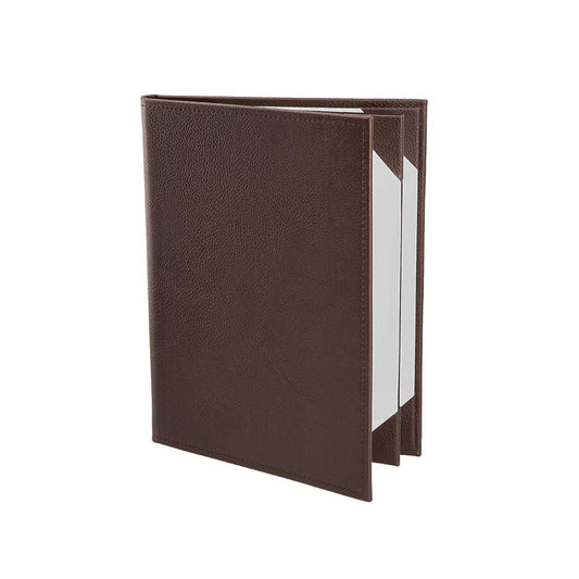 Menu Covers Made of Premium Faux Leather (10-Pack) - 8.5" X 11" - 4 Views - Brown