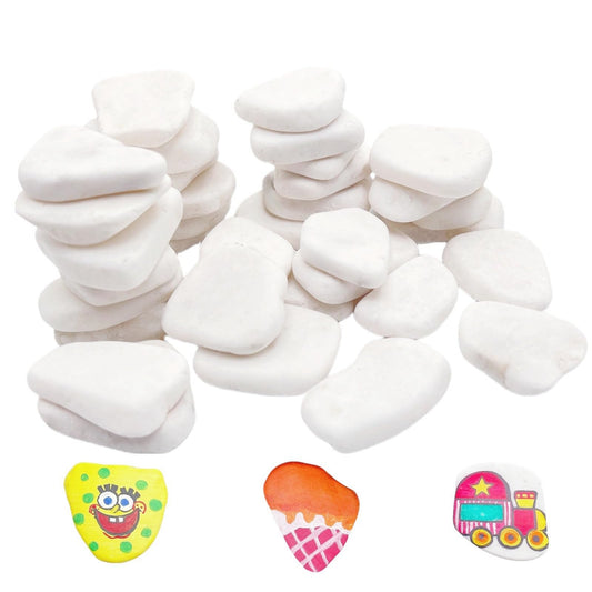 Lifetop 50PCS White Rocks for Painting, 1.2"-2.0" Smooth Natural Irregular DIY Craft Supplies, Flat Surface Arts and Crafting