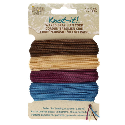 The Beadsmith Knot It Waxed Polyester Cord – Adventures Calling – 0.7mm Diameter – 4 Cords, 15 Yards Each – Make Jewelry, Macrame, Friendship Bracelets and DIY Crafts