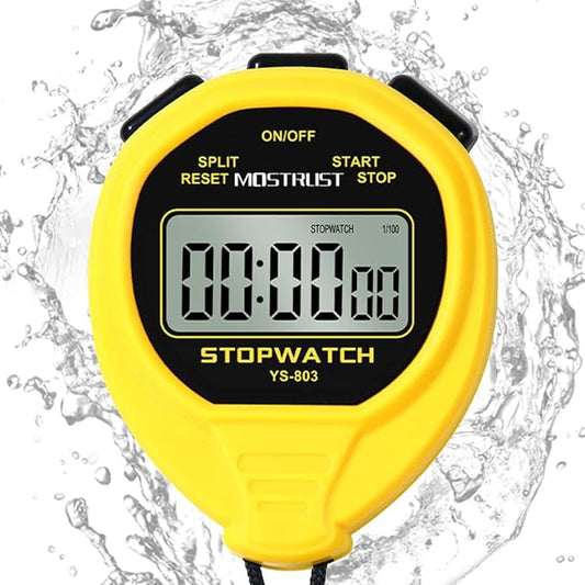 Digital Simple Stopwatch, 1/30 Lap Basic Stopwatch, No Bells, No Clock, No Alarm, Silent, Child Friendly, ON/Off for Swimming Coaches Kids