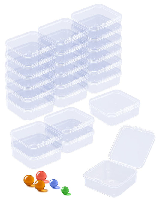 Wuqoioo Small Plastic Case, 24 Pack Clear Plastic Beads Storage Containers Clear Craft Storage Boxes Mini Storage Containers For Small Items, Crafts, Jewelry, Hardware (3.3 x 3.3 x 1.2 inches)