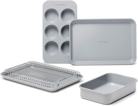 Caraway Mini Bakeware Set - Non-Stick, Non-Toxic Ceramic Pans for Small Kitchens | Gray Baking Essentials